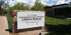 Littleton Museum sign in front of museum