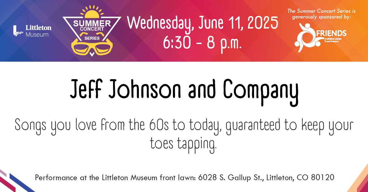 Description of Jeff Johnson and Company band, on a colorful background