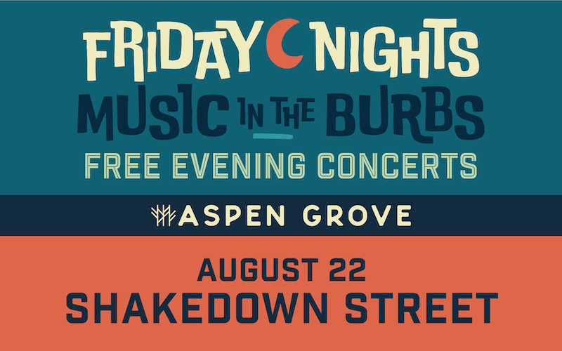 Music in the Burbs logo with band name - Shakedown Street