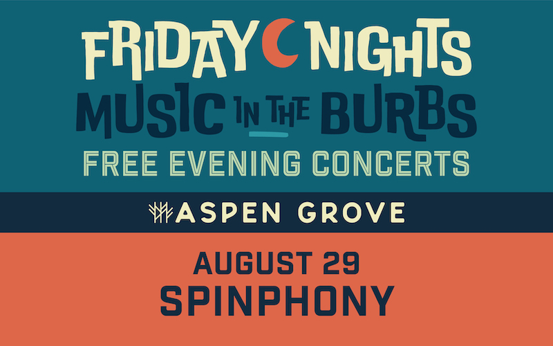 Music in the Burbs logo with band name: Spinphony