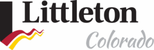 Littleton Colorado logo with black, red, and yellow lines and bold black and gray text.
