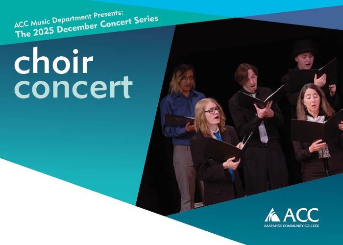 ACC’s 2025 December Concert Series featuring the Choir Concert with a group holding music folders and singing the words on the pages.